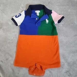 Ralph Lauren Romper Boys 12M Colorblock Short Sleeve Polo Baby‎